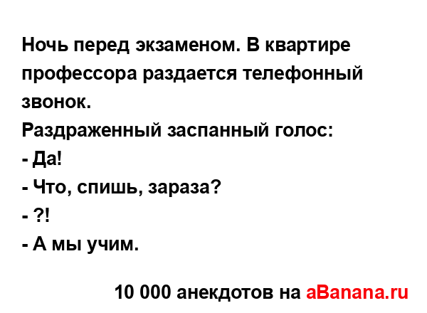 Ночь перед экзаменом. В квартире профессора раздается...