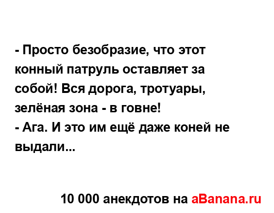 - Просто безобразие, что этот конный патруль оставляет...