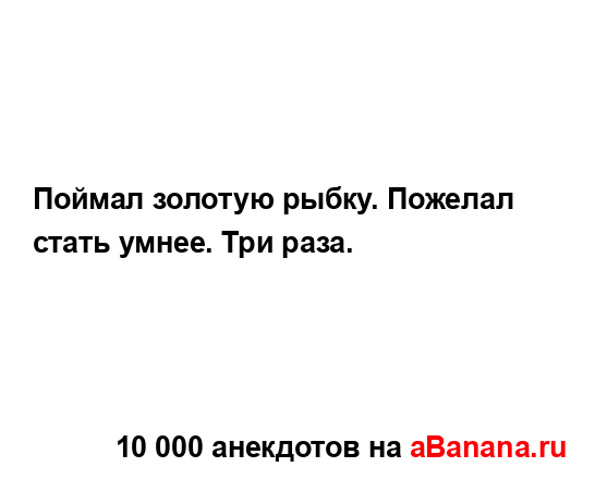 Поймал золотую рыбку. Пожелал стать умнее. Три раза....