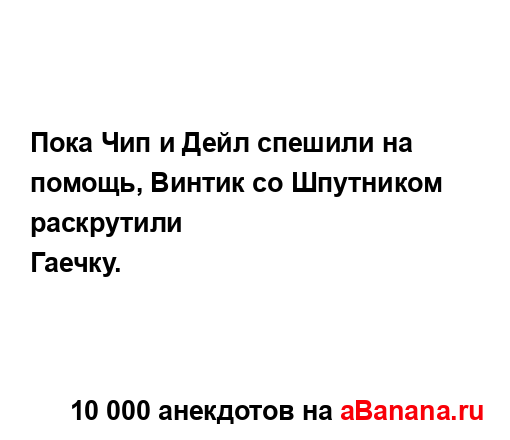 Пока Чип и Дейл спешили на помощь, Винтик со Шпутником...