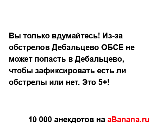 Вы только вдумайтесь! Из-за обстрелов Дебальцево ОБСЕ...