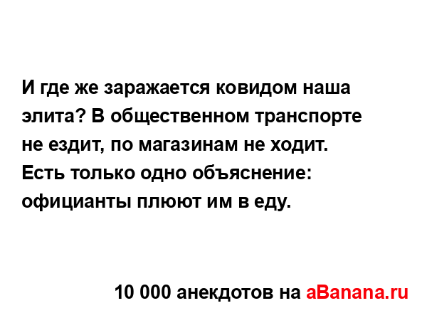 И где же заражается ковидом наша элита? В общественном...