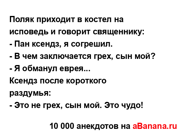 Поляк приходит в костел на исповедь и говорит...