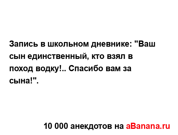 Запись в школьном дневнике: "Ваш сын единственный, кто...