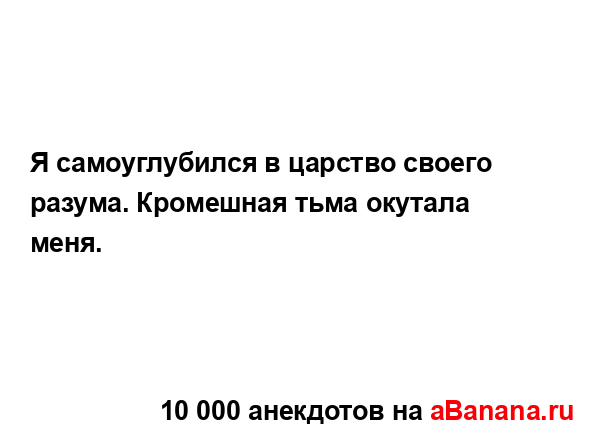 Я самоуглубился в царство своего разума. Кромешная...
