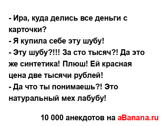 - Ира, куда делись все деньги с карточки?...