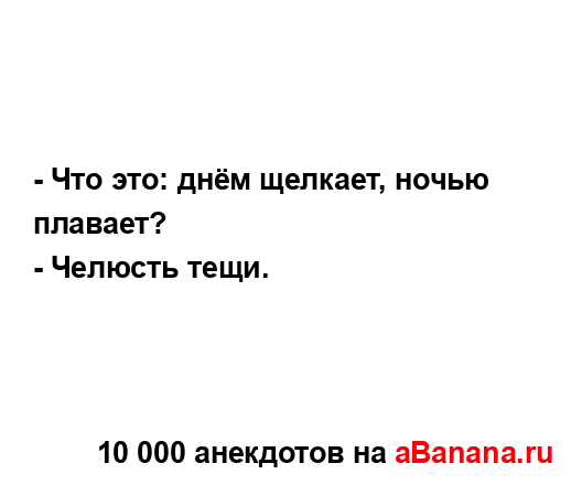 - Что это: днём щелкает, ночью плавает?
...