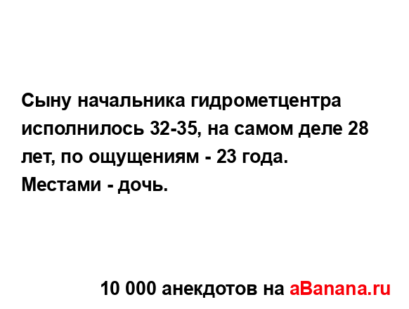 Сыну начальника гидрометцентра исполнилось 32-35, на...