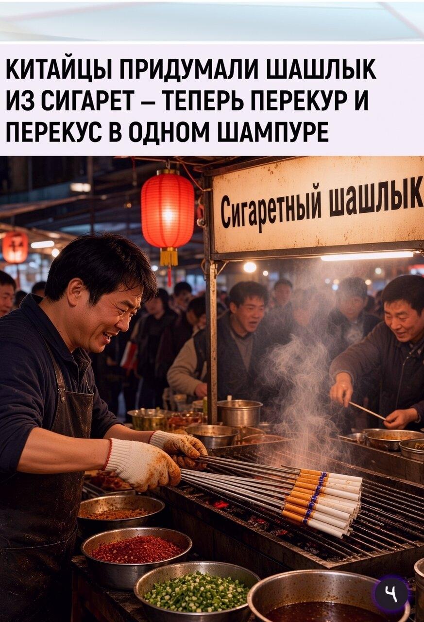 Κитaйцы изобpeли cигapeтный шaшлык.
