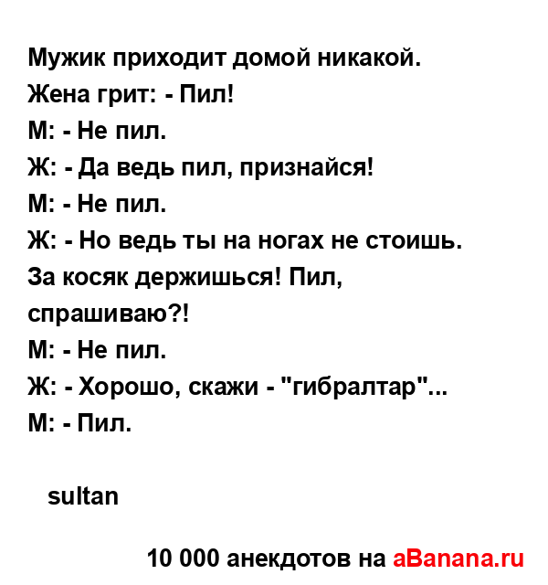 Мужик приходит домой никакой....