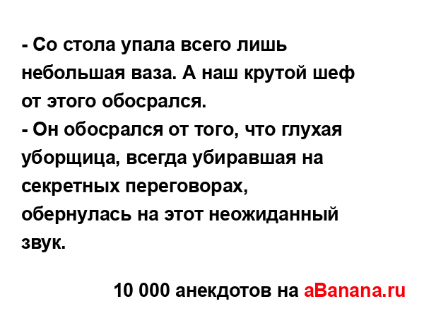 - Со стола упала всего лишь небольшая ваза. А наш крутой...