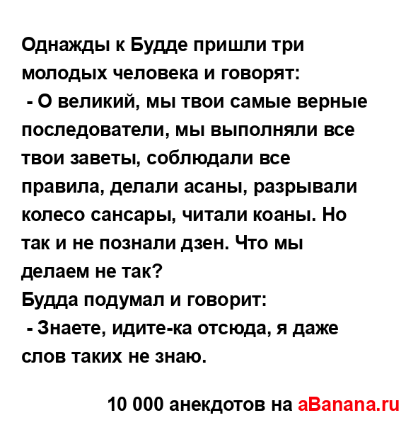 Однажды к Будде пришли три молодых человека и говорят:...