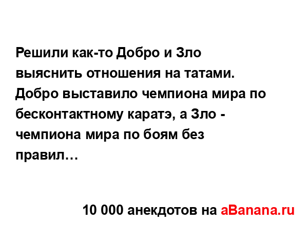 Решили как-то Добро и Зло выяснить отношения на татами....