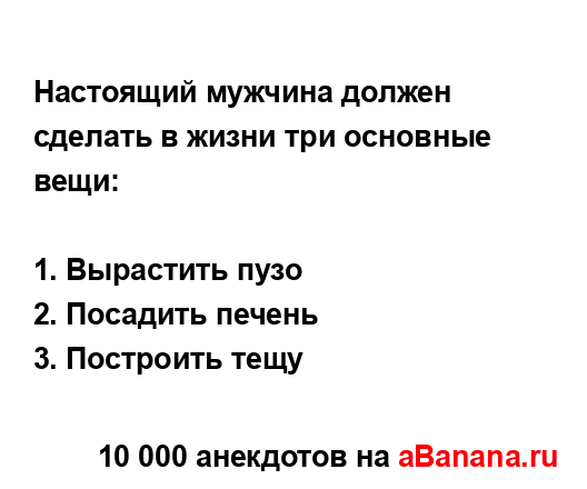 Настоящий мужчина должен сделать в жизни три основные...