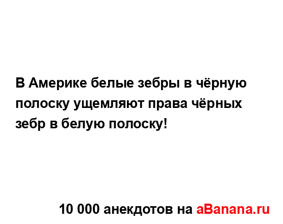 В Америке белые зебры в чёрную полоску ущемляют права...