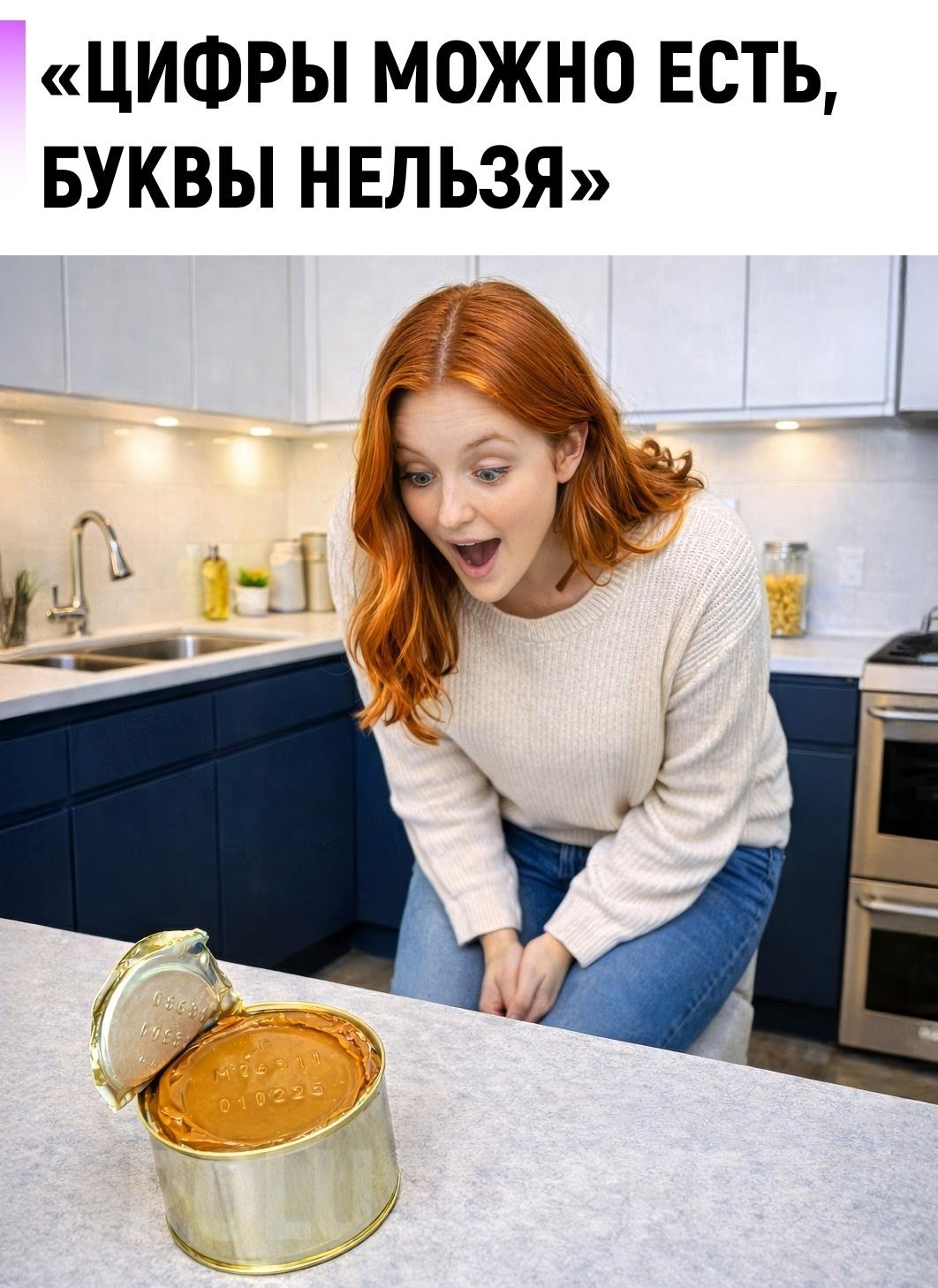 Девушка открыла банку сгущёнки и обнаружила на поверхности отпечатавшиеся цифры с крышки.