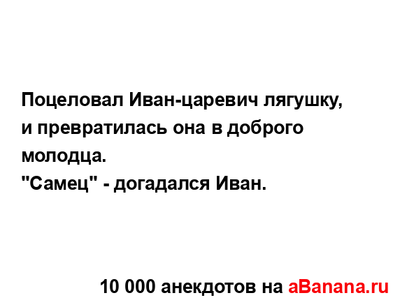 Поцеловал Иван-царевич лягушку, и превратилась она в...