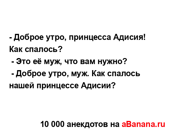 - Доброе утро, принцесса Адисия! Как спалось?...
