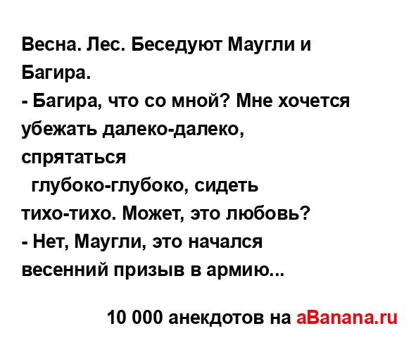 Весна. Лес. Беседуют Маугли и Багира.
...