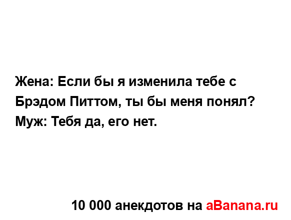 Жена: Если бы я изменила тебе с Брэдом Питтом, ты бы...
