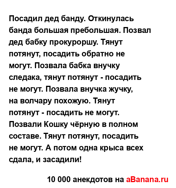 Посадил дед банду. Откинулась банда большая...