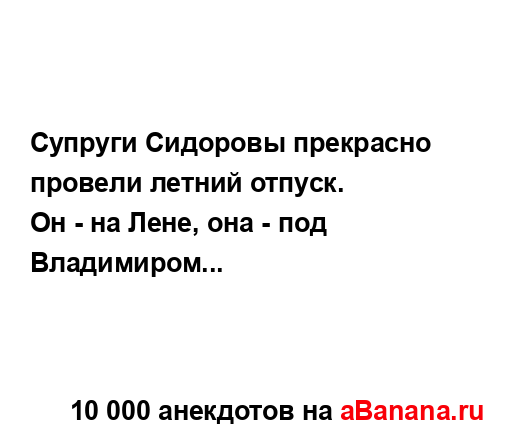 Супруги Сидоровы прекрасно провели летний отпуск....