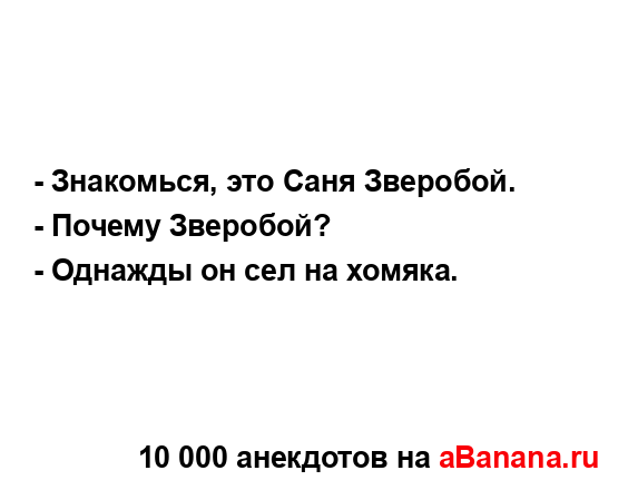 - Знакомься, это Саня Зверобой.
...