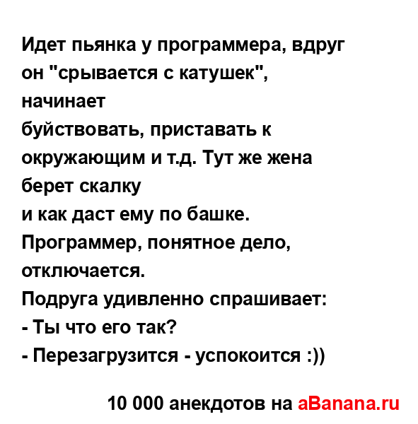 Идет пьянка у программера, вдруг он "срывается с...