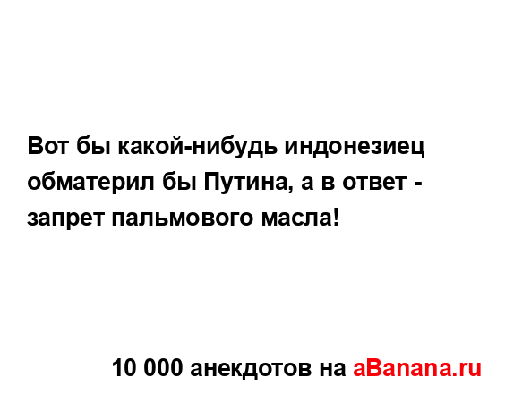 Вот бы какой-нибудь индонезиец обматерил бы Путина, а в...