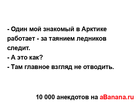 - Один мой знакомый в Арктике работает - за таянием...