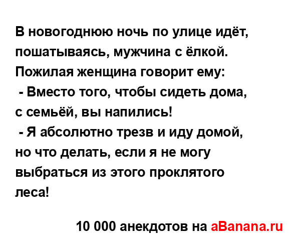 В новогоднюю ночь по улице идёт, пошатываясь, мужчина с...