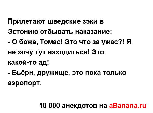 Прилетают шведские зэки в Эстонию отбывать наказание:...