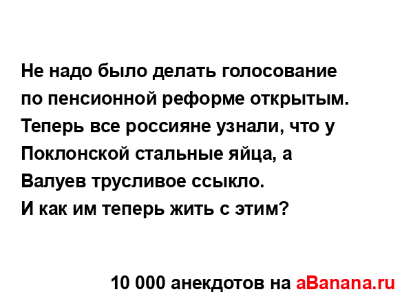 Не надо было делать голосование по пенсионной реформе...