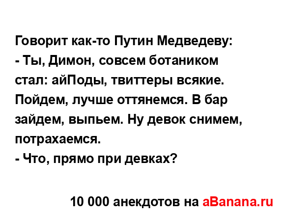 Говорит как-то Путин Медведеву:...