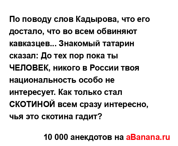 По поводу слов Кадырова, что его достало, что во всем...