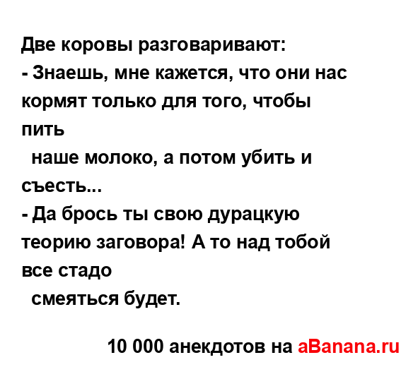 Две коровы разговаривают:...
