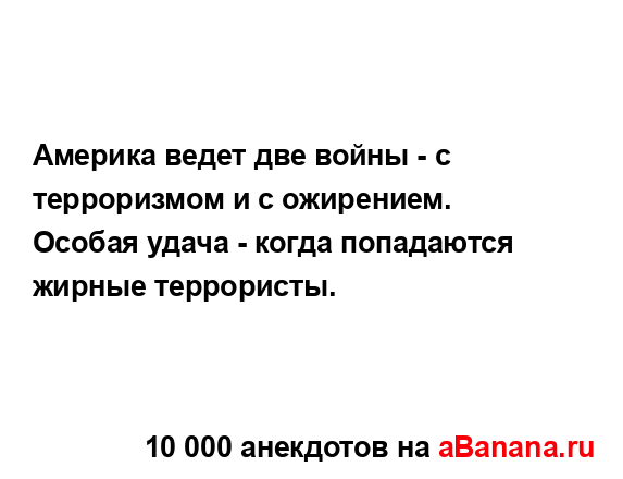 Америка ведет две войны - с терроризмом и с ожирением.
...