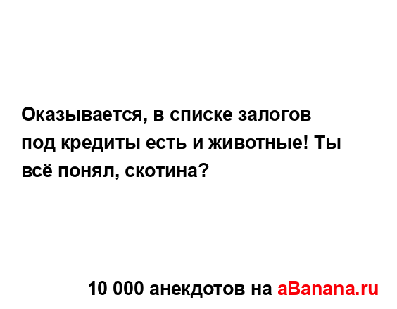 Оказывается, в списке залогов под кредиты есть и...