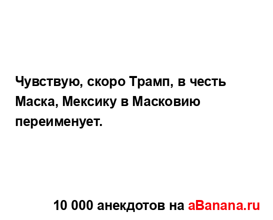 Чувствую, скоро Трамп, в честь Маска, Мексику в...