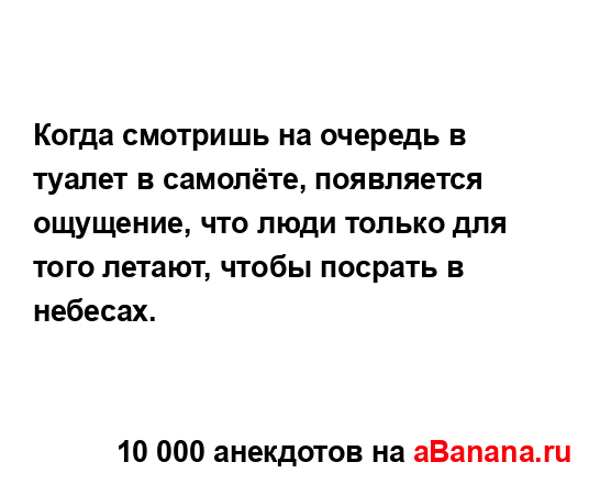 Когда смотришь на очередь в туалет в самолёте,...