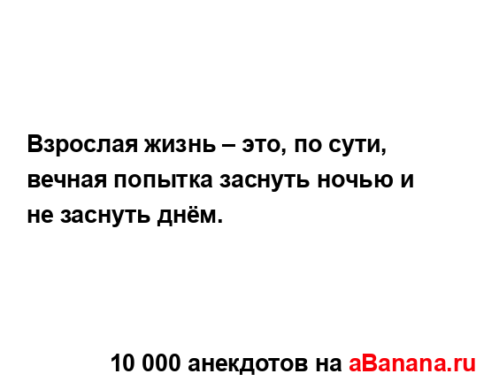 Взрослая жизнь – это, по сути, вечная попытка заснуть...