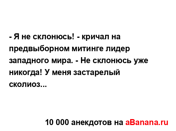 - Я не склонюсь! - кричал на предвыборном митинге лидер...