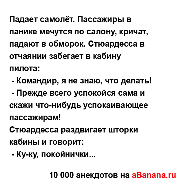 Падает самолёт. Пассажиры в панике мечутся по салону,...