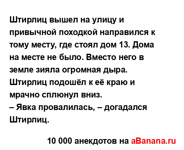 Штирлиц вышел на улицу и привычной походкой...
