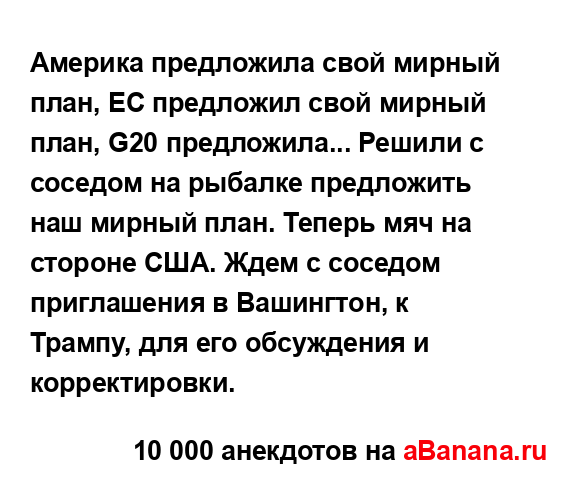 Америка предложила свой мирный план, ЕС предложил свой...